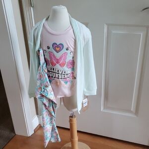 Girls Forever Me 3 Pc Set w T-Shirt Leggings & Cardigan Size XS 4/5 Med 7/8 NWT